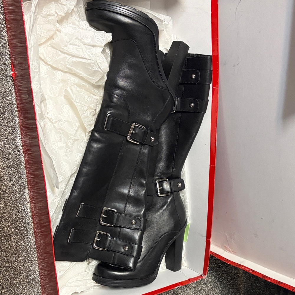 Guess by Marciano Black Buckle Heeled Boots